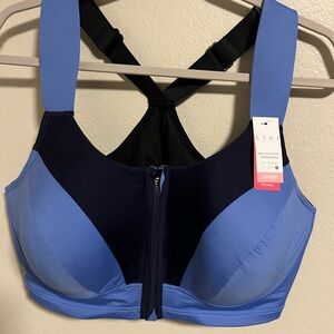NWT LIVI Max Support Underwire Blue/Black Women's Sports Bra